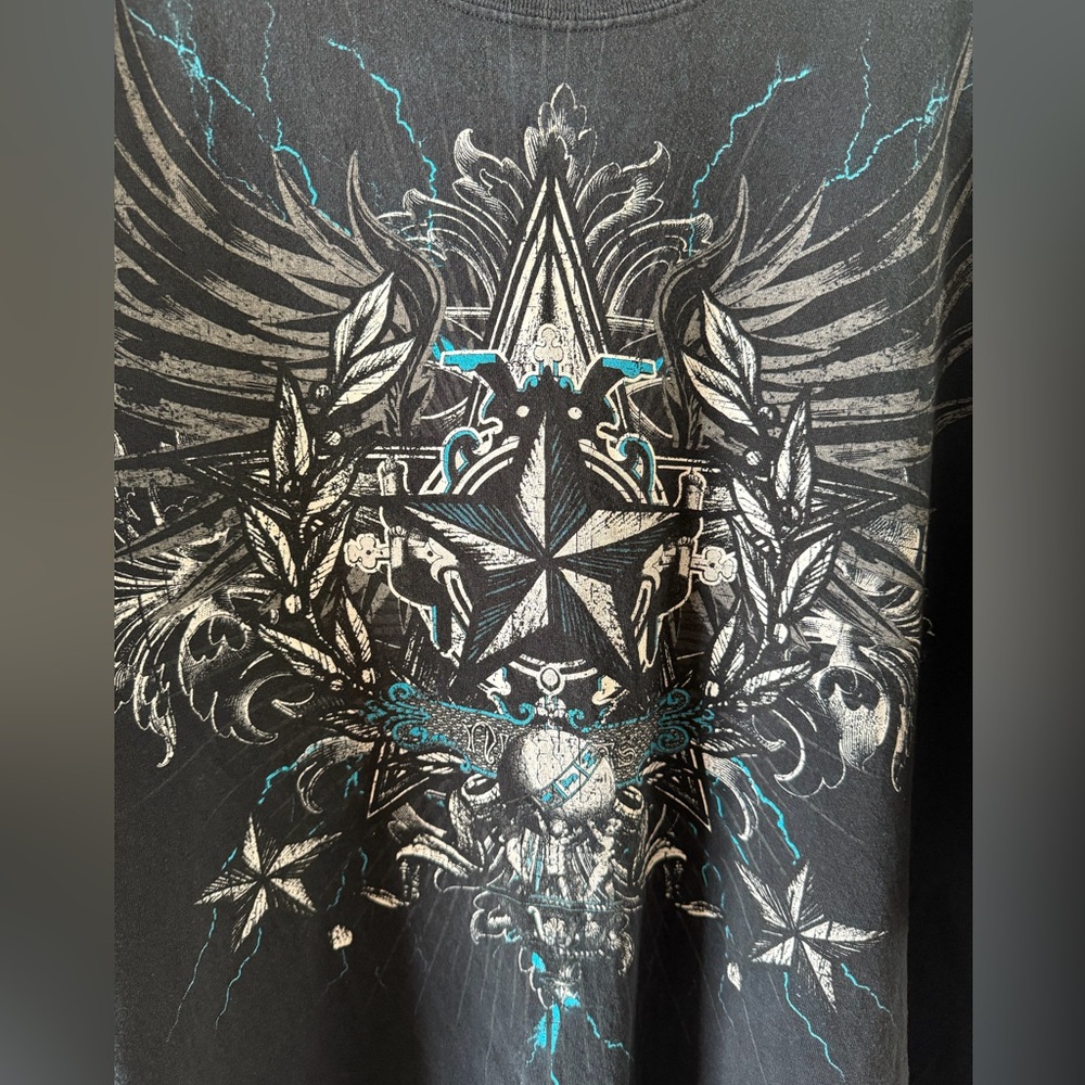 Gildan Ultra Cotton Y2K “Affliction Style” Black Graphic T-shirt Men’s Size 3XL